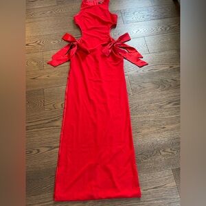 Beautiful Fashion Nova Luxe Red Holiday Party Dress Long sz S Small